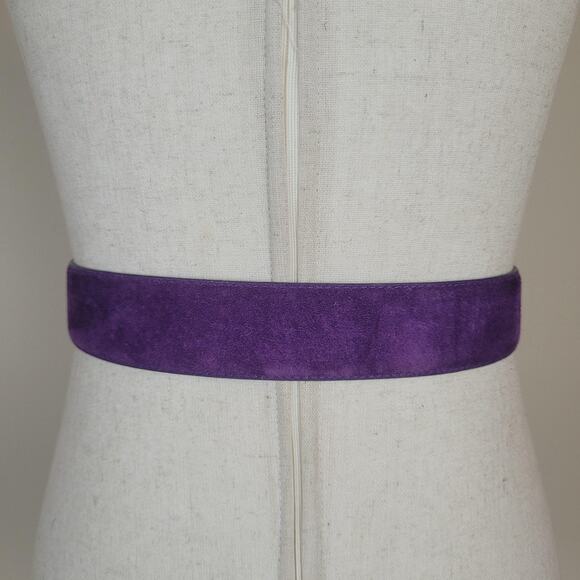 Vintage Sostanza Belt Medium Purple Suede Leather Wide Embroidered Boho 80s main image 3